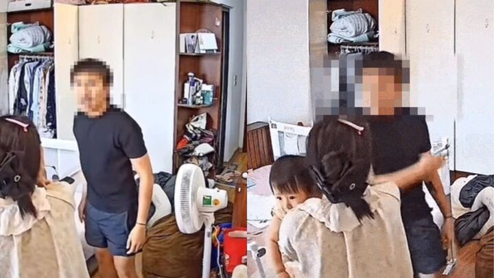 Hành động đánh vợ vì bữa ăn khiến dân mạng bức xúc. (Ảnh chụp màn hình)