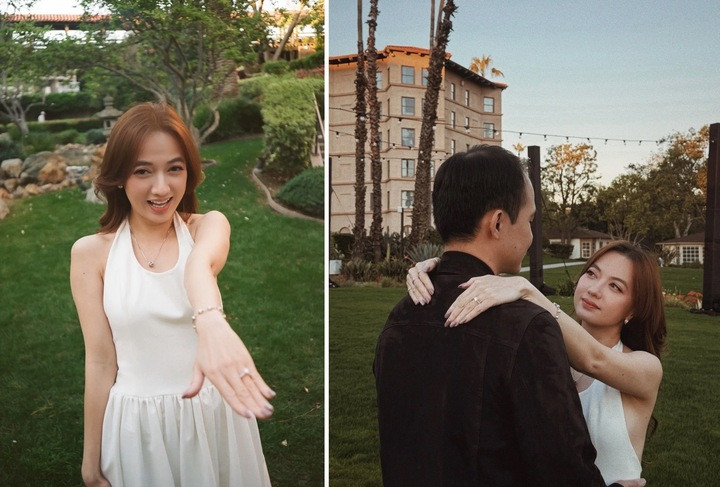 Xuân Nghi hạnh phúc khoe nhẫn cầu hôn.