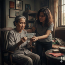 chi toi u me , cam co xe may cua me vay nang lai mua dien thoai cho... chong cu hinh anh 1