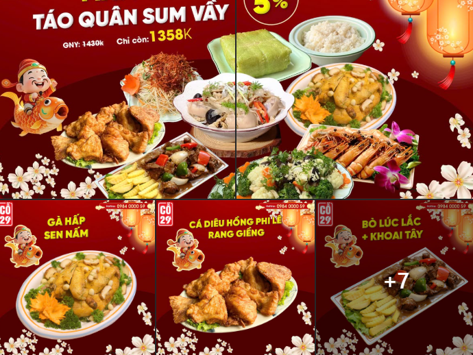 Mâm cỗ cúng Táo Quân tại cơ sở Nấu cỗ 29.