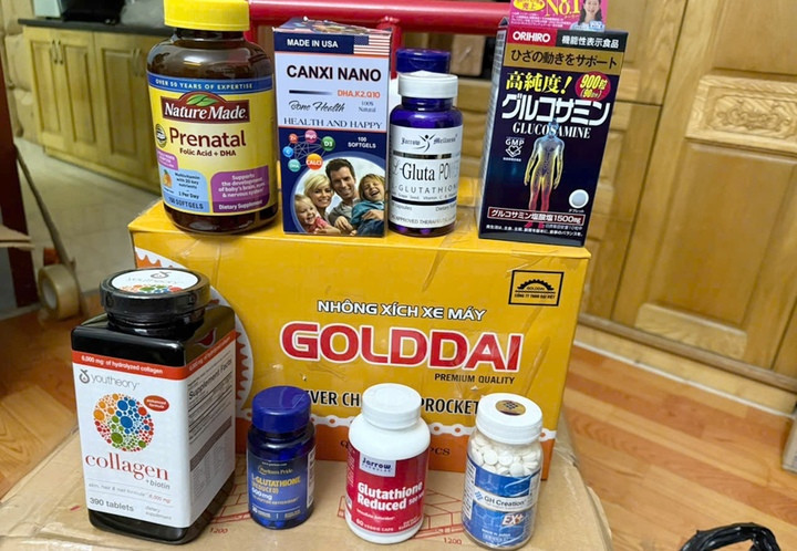 Các loại thuốc, thực phẩm chức năng giả do nhóm người sản xuất và bán được cơ quan công an thu giữ. (Ảnh: Công an Thanh Hóa)