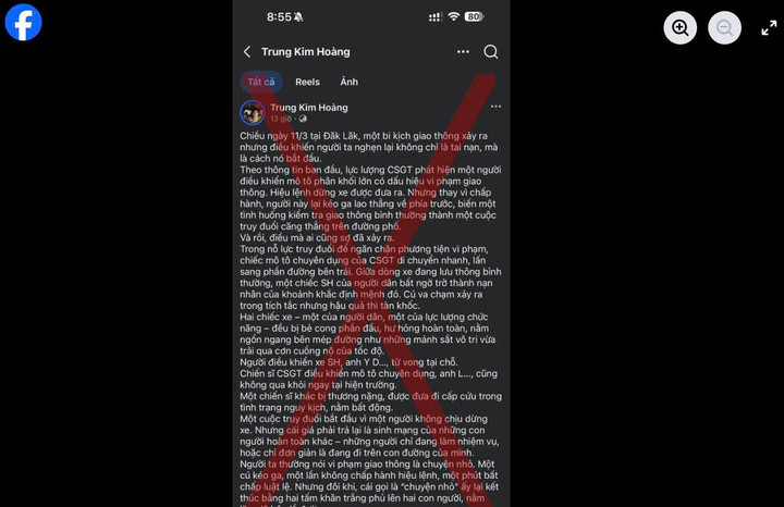 Bài viết không đúng sự thật thu hút nhiều lượt chia sẻ.