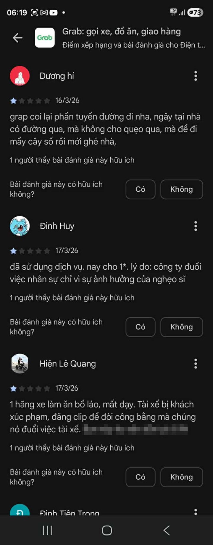 Grab nhận 'bão' 1 sao sau vụ khoá tài khoản tài xế bị nhạc sĩ Minh Khang dọa dẫm - 2