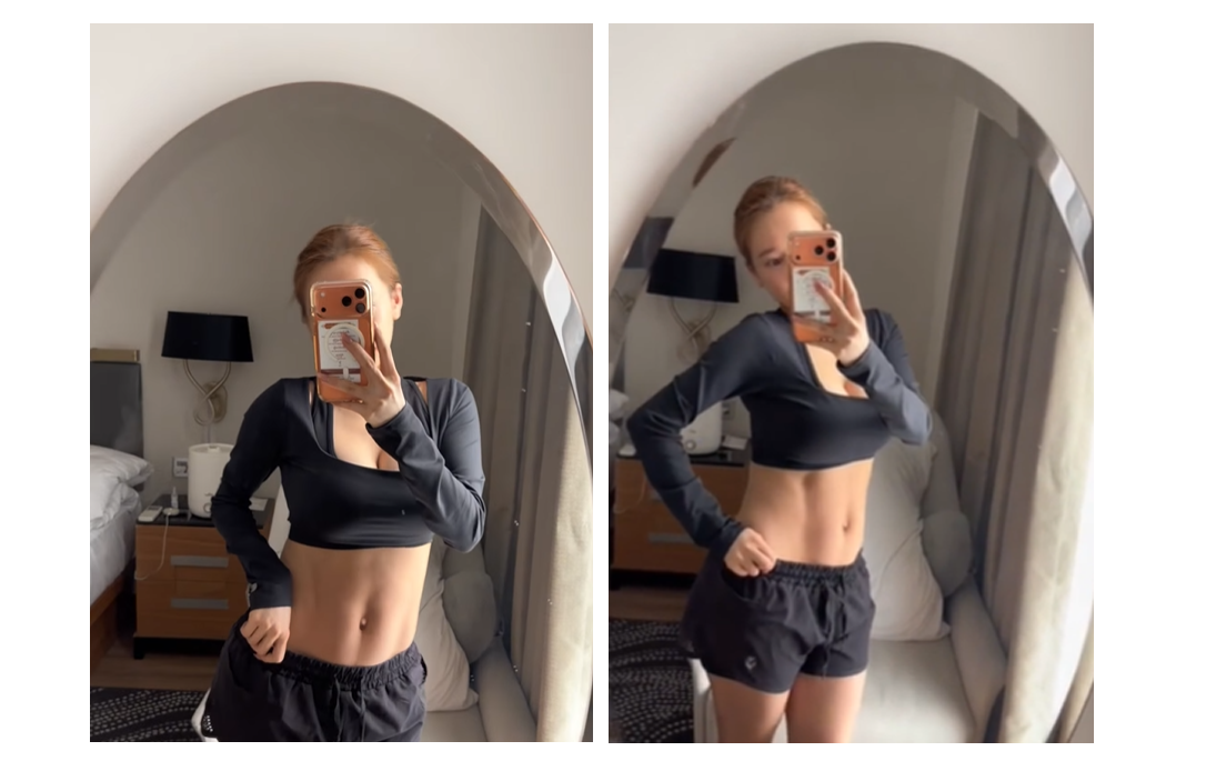 Nhã Phương khoe vòng eo săn chắc