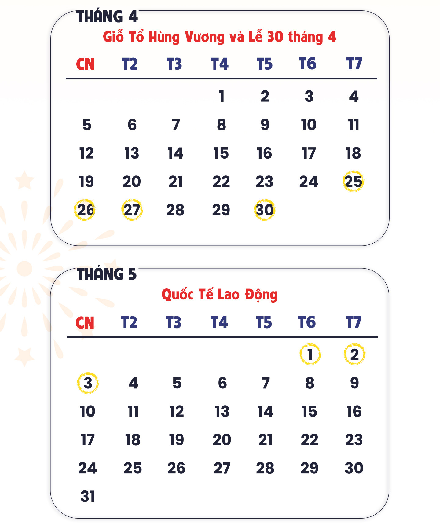 Chi tiết lịch nghỉ Giỗ Tổ Hùng Vương và 30/4 - 1/5.