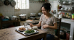 chong di lam xa, toi lui thui ben mam com tiet kiem cua me chong khi om nghen hinh anh 1