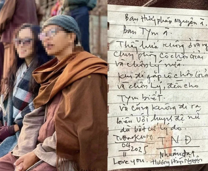 Hình ảnh lan truyền trên mạng được cho là ông Thích Nhuận Đạt có mối quan hệ tình cảm với cô Tym.