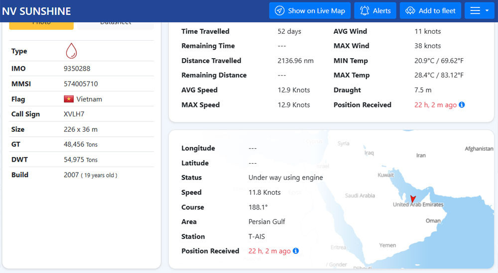 Một tàu treo cờ Việt Nam vượt eo biển Hormuz插图 thong tin tau.jpg