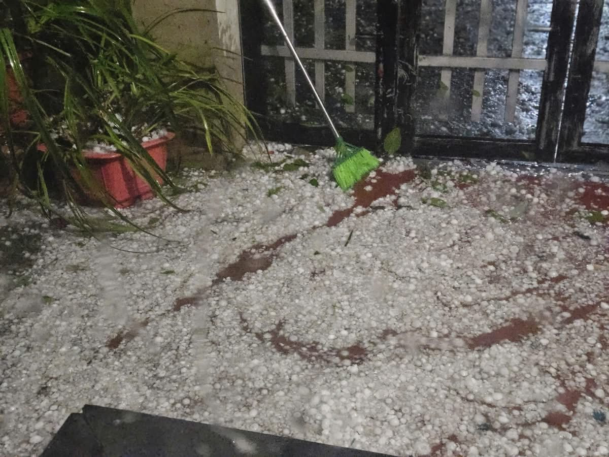 VIDEO: Chị gái nhanh trí ôm em nhỏ lao khỏi giường khi mưa đá ầm ầm - Ảnh 1.