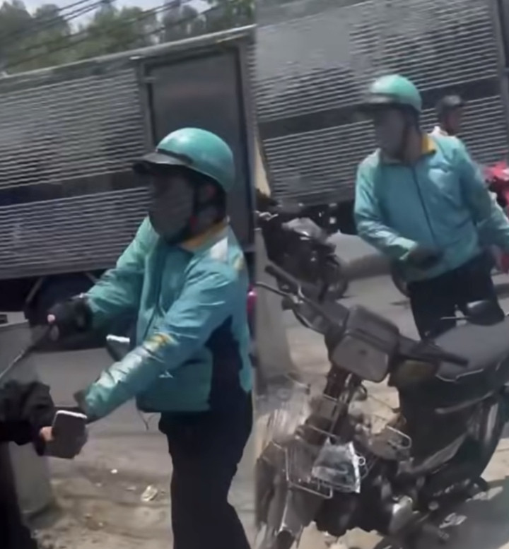 Xác minh clip tài xế mặc áo xe ôm công nghệ đánh người. (Ảnh chụp màn hình)