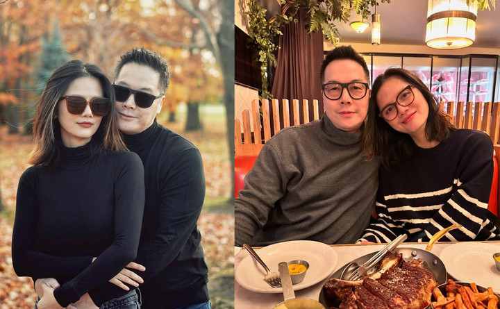 Trần Vân Anh bên ông xã.