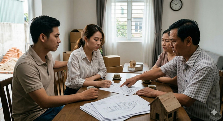 Dốc hết tiết kiệm, vay tiền xây nhà mới biết đất bố chồng cho chỉ đứng tên chồng插图 (Ảnh minh hoạ: AI)