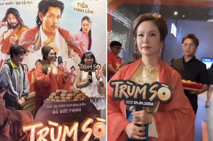 Thanh Thúy diện đồ cổ trang đến rạp phim để quảng bá