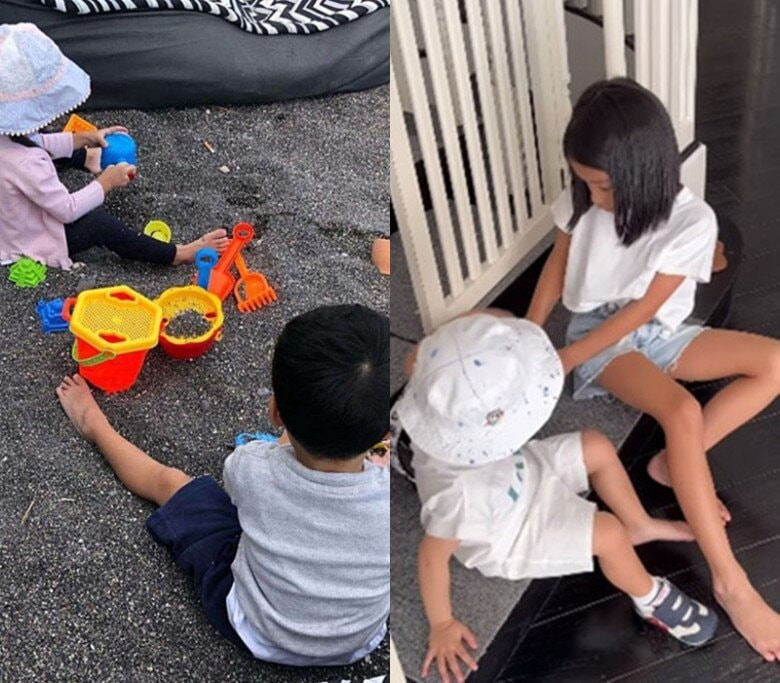 Các con nhà Tăng Thanh Hà đam mê những hoạt động ngoài trời.