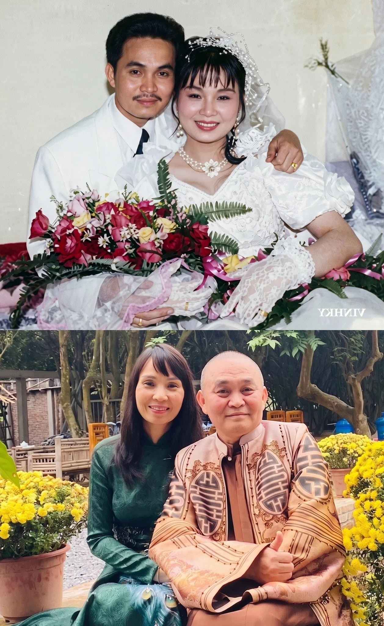 Nghệ sĩ Xuân Hinh và bà xã Phương Lan trong trang phục đời thường