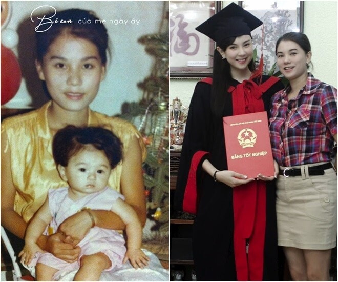 MC Mai Ngọc bên mẹ từ nhỏ đến lớn