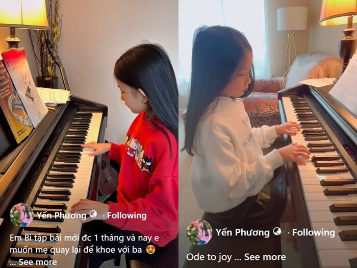Phoebe rất chăm chỉ tập đàn tại nhà.