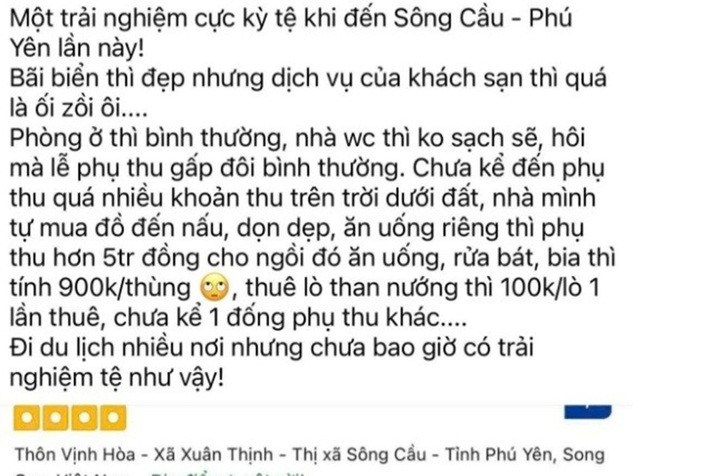 Bài đăng của du khách trên mạng xã hội. (Ảnh chụp màn hình)