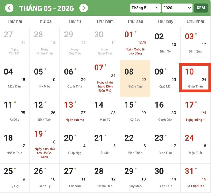 Ngày của Mẹ 2026 rơi vào ngày nào, thứ mấy?插图 Ngày của Mẹ năm 2026.