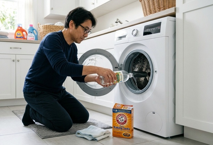 Vệ sinh máy giặt tại nhà không cần gọi thợ nếu bạn biết ứng dụng nguyên lý hóa học tự nhiên. Ảnh: IT