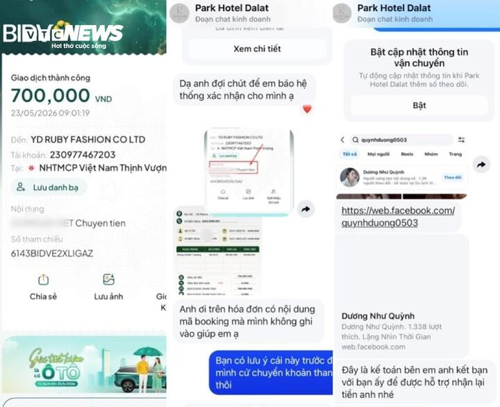 Trang quảng cáo yêu cầu anh Kiệt liên hệ với kế toán