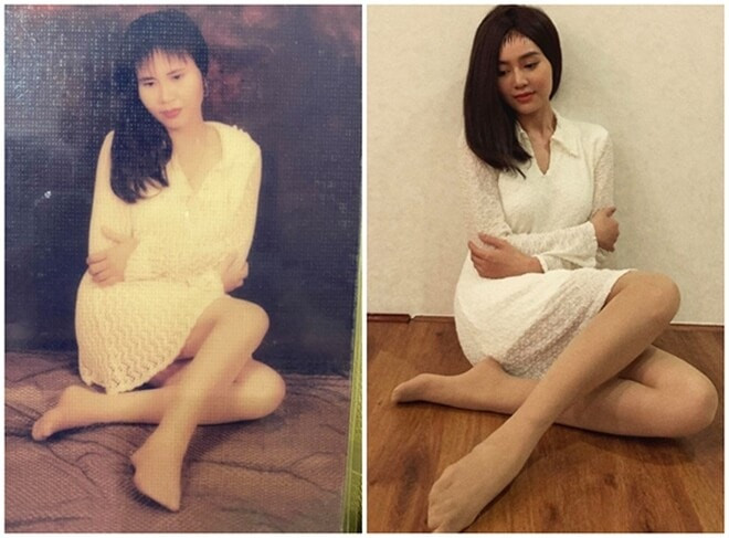 Mẹ ruột Ninh Dương Lan Ngọc: Từ người bán hàng ở chợ Bến Thành đến quý bà trong biệt thự triệu đô插图 Ninh Dương Lan Ngọc diễn lại bức ảnh năm xưa của mẹ.
