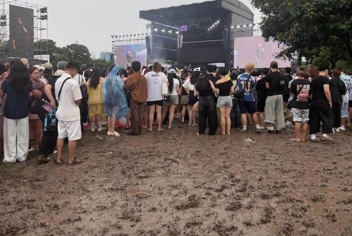 Hình ảnh khán giả lội bùn xem concert gây tranh cãi.