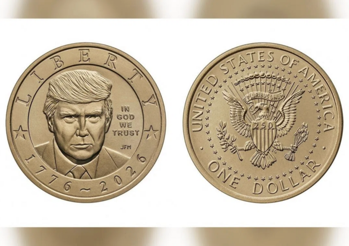 Hình minh họa đồng xu mới có hình Tổng thống Mỹ Donald Trump. (Ảnh: Reuters)