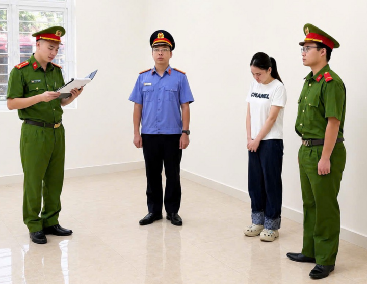 Cơ quan Cảnh sát điều tra tống đạt quyết định và lệnh đối với Phạm Thị Huyền.
