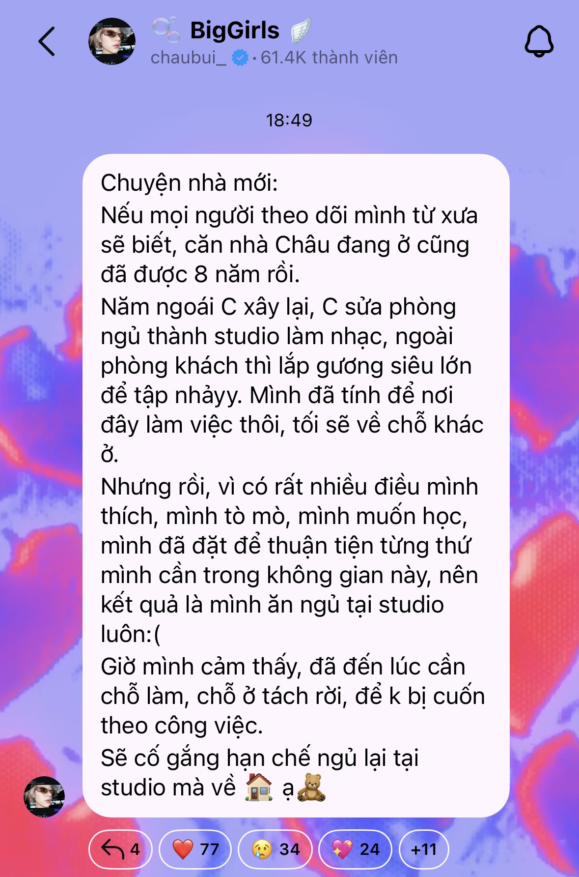 Châu Bùi lên tiếng về việc chuyển nơi ở mới, không nhắc đến Binz
