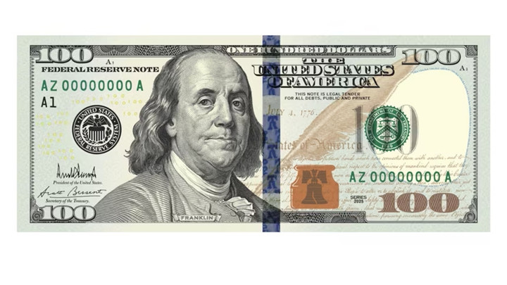 Hình ảnh tờ 100 USD có chữ ký của Tổng thống Donald Trump được đăng tải trên Truth Social. (Ảnh: Truth Social)
