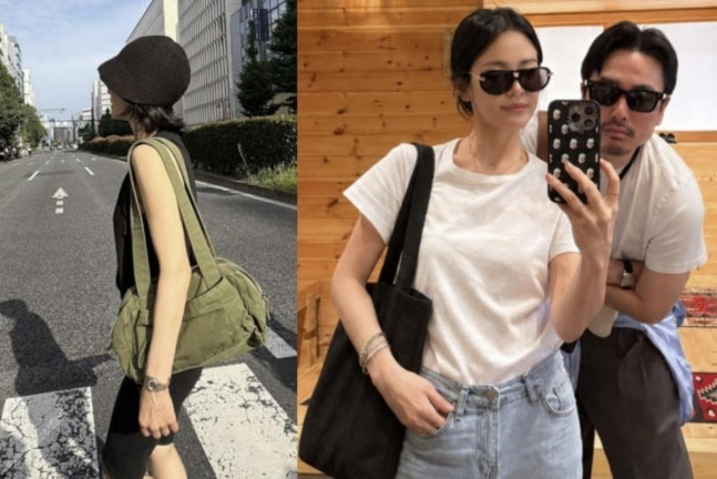 Song Hye Kyo công khai lên đồ đồng điệu, chụp ảnh vui vẻ bên 1 người đàn ông lạ cách đây ít hôm. Ảnh: Instagram