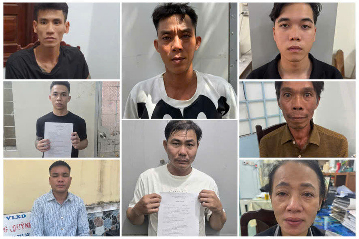 Các bị can bị bắt trong chuyên án. (Ảnh: Công an tỉnh An Giang)