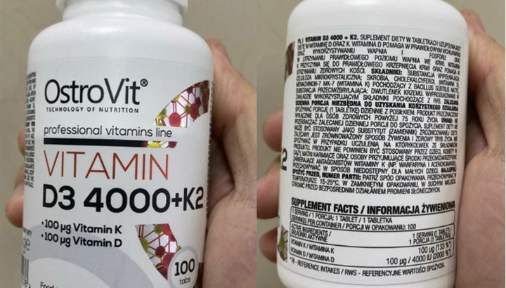 Thực phẩm bảo vệ sức khoẻ Ostrovit Vitamin D3 4000 + K2. (Ảnh chụp màn hình)