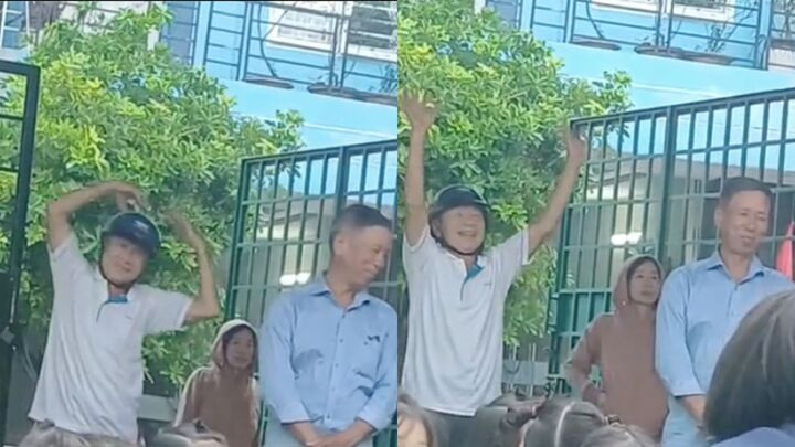 Dân mạng tò mò không biết hai ông cháu tập luyện bao lâu mới có các động tác thuần thục như vậy. (Ảnh chụp màn hình)