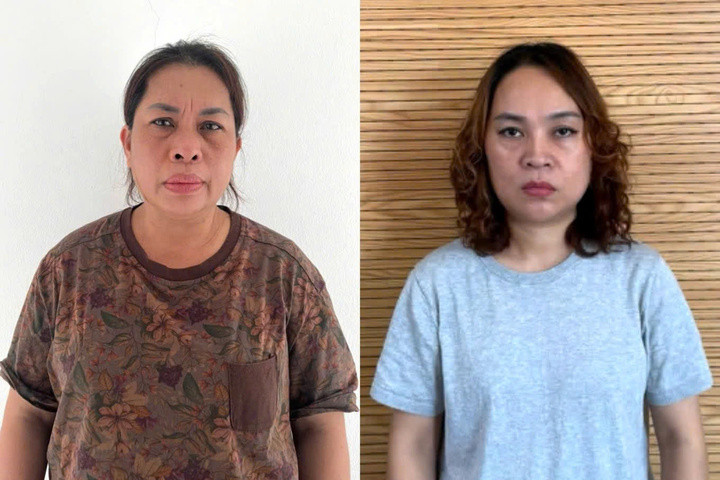 Bị can Phạm Thị Mai và Phan Thùy Linh.