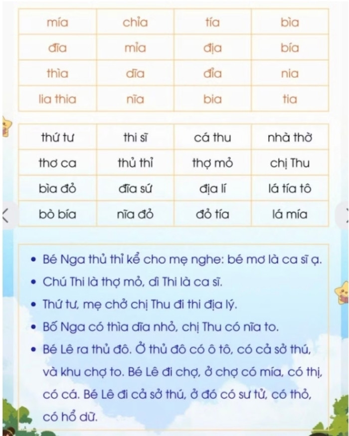 Bài luyện đọc về nhà cho học sinh lớp 1 ở tuần thứ 7 của học kỳ I.